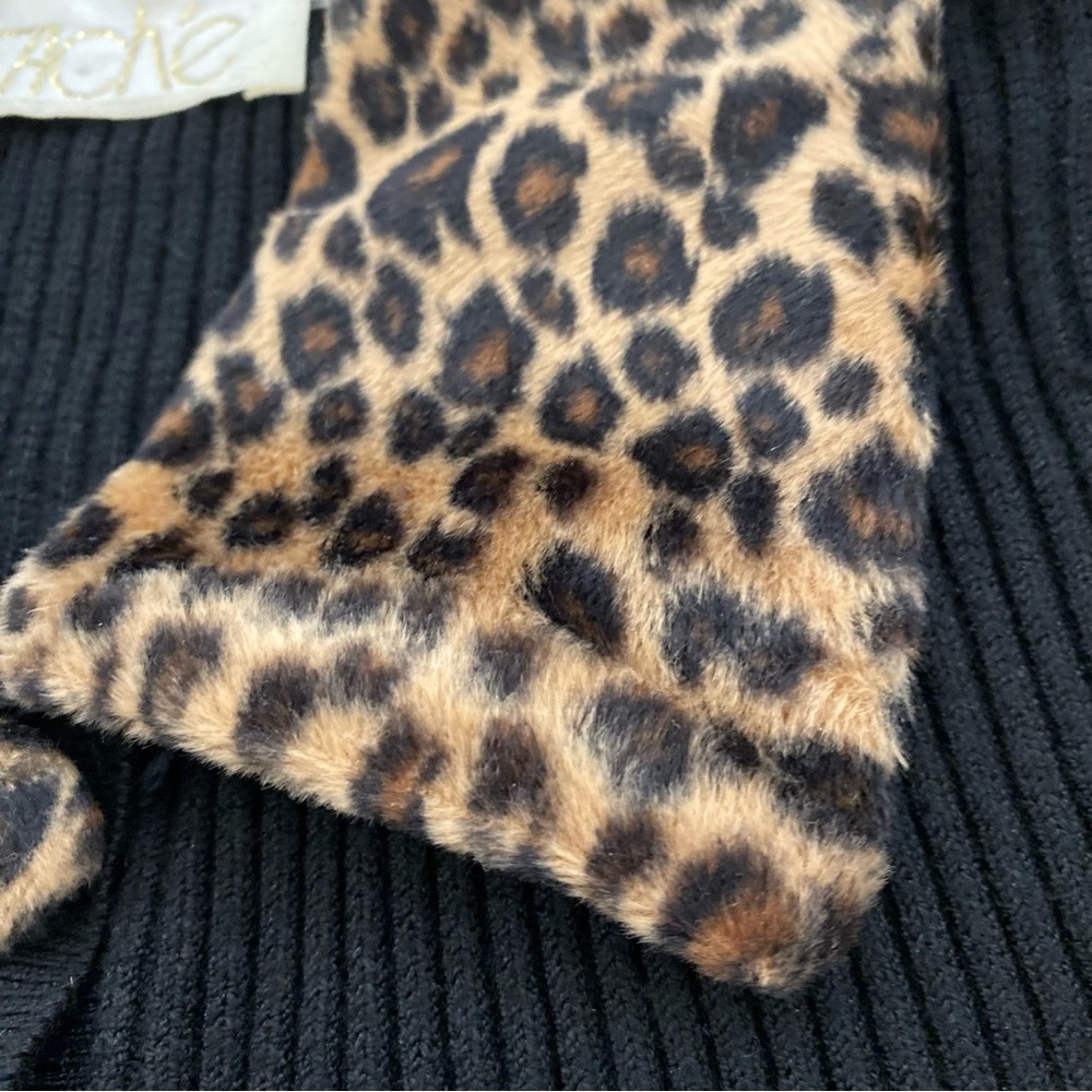 Cache Black Sweater With Leopard Print Accents - image 6